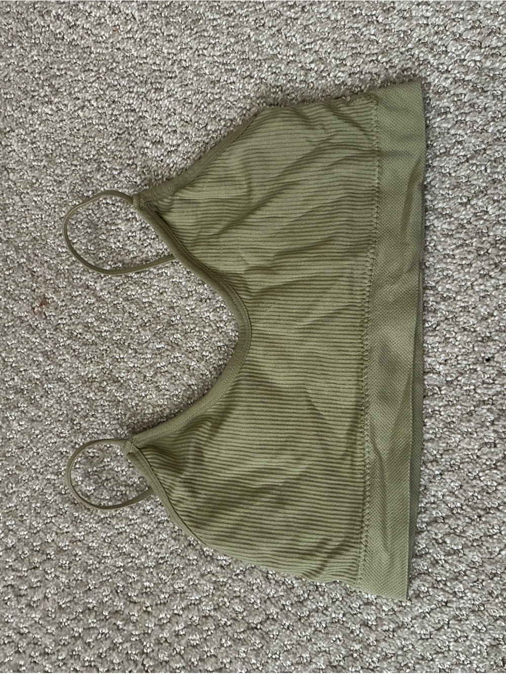 Olive Ribbed Bralette Camisole - Lightweight Tank